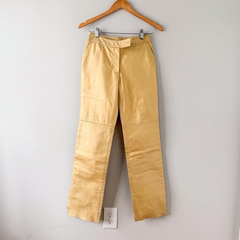 Vintage Gold Metallic Leather BCBGMaxAzria Pants Size 2